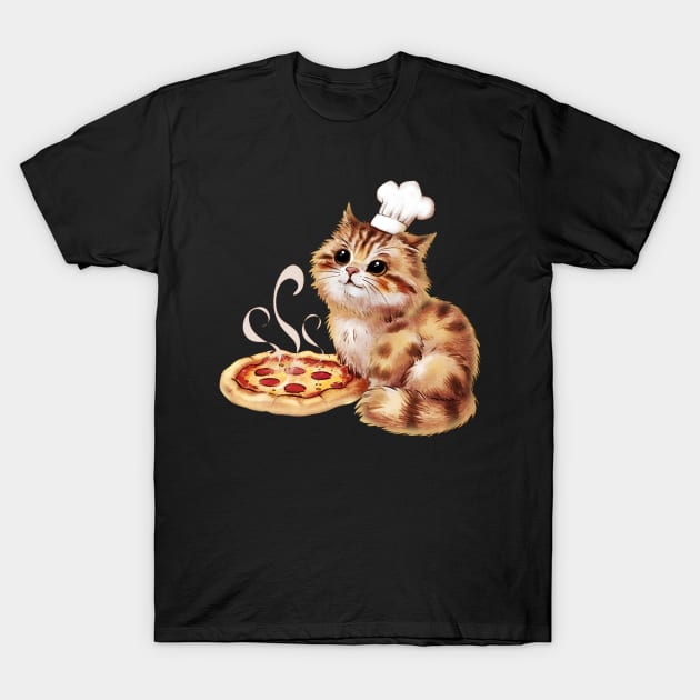 Cat with pizza T-Shirt by maryglu